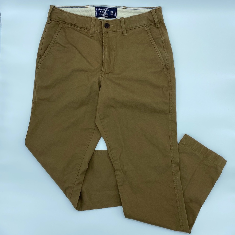 Abercrombie and Fitch Langdon Skinny Stretch Chinos Dark Khaki - Mens size 28x30